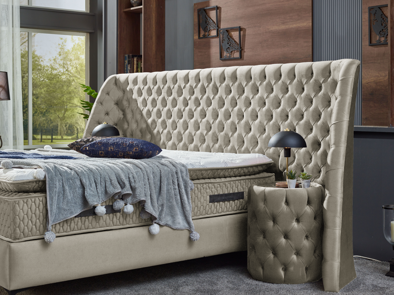 Boxspringbett Star mit Bettkasten in Samtstoff - Bettsense